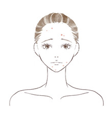 ニキビに悩み悲しんでいる水彩風女性