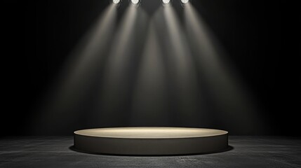 Illuminated Circular Platform In Dark Setting