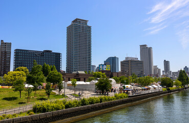 Obraz premium 栴檀木橋から望む中之島公園（大阪市）