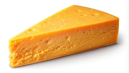 Wedge of Cheddar Cheese Isolated on Transparent Background for Culinary Photography, Food Styling, and Gourmet Cheese Concepts