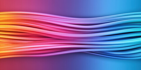 Obraz premium A vibrant, flowing abstract design featuring colorful cables or wires set against a soft gradient background.