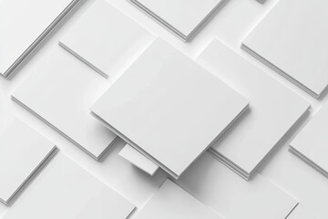 Minimalist White Paper Sheet Geometric Arrangement Mockup Presentation