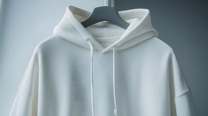 White Hoodie on a Hanger with Clean Background.