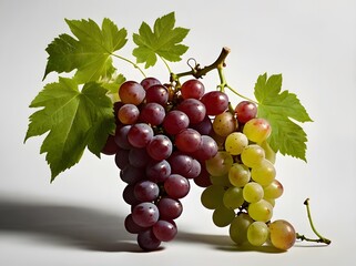 Fototapeta premium Red and Green Grapes with Leaves