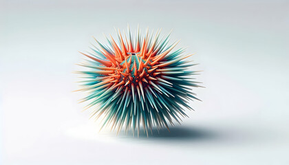Underwater A brightly colored sea urchin isolated on a white background, highlighting its spiky texture and un3