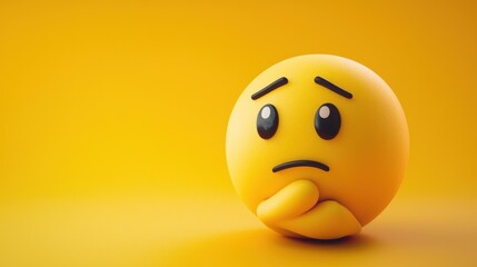 Fototapeta premium Emoji of a thinking face, symbolizing contemplation or curiosity
