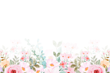 Watercolor flower frame background vector 