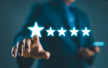Consumers point to stars for the best satisfaction rating based on the store's service experience,...