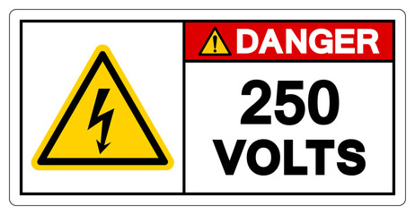 Danger 250 Volts Tag Symbol Sign,Vector Illustration, Isolate On White Background Label. EPS10