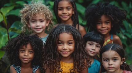 Fototapeta premium Group of children of diverse backgrounds playing together or posing for a photo