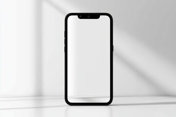 Black Minimalist Smartphone Frame White Background Mockup Display