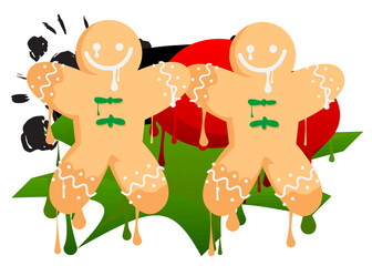 Gingerbread Man Christmas Cookie graffiti. Abstract modern street art decoration performed in urban painting style.