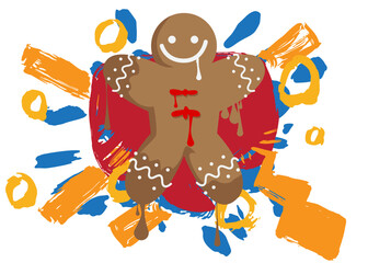 Gingerbread Man Christmas Cookie graffiti. Abstract modern street art decoration performed in urban painting style.