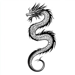 Obraz premium A stylized black and white illustration of a dragon.