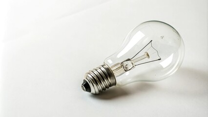 A minimalist photograph of a single light bulb on a plain white background emphasizing its simple yet effective design, simplicity, minimalist design
