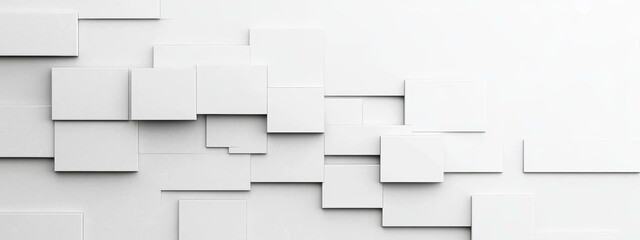 White Geometric Pattern Overlapping Rectangular Tiles Modern Minimalistic Design Background