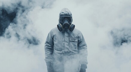 Human Health and Safety Emphasized with Protective Gear Amidst Industrial Hazards.