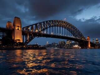 Naklejka premium Nocturnal Sydney Harbour Bridge, a visual essay in documentary style.
