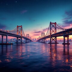 Obraz premium Old Jacksonville skyline, bridges gliding, time-lapse photo.