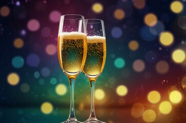 two glasses of champagne on a black background