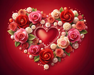 Happy Valentine's Day Template Background. Happy Valentine's Day greeting text with hearts, balloons, and gift elements in a pink space background template.