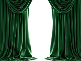 Rich green velvet curtains for luxury.