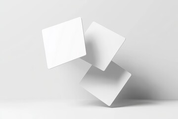 Minimalistic White Floating Cards Mockup Digital Illustration for Trading Card Packaging