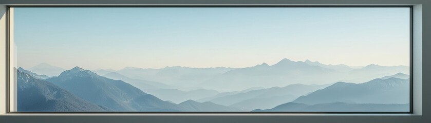 Fototapeta premium Serene mountain landscape with soft mist and gentle hues.