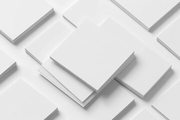 Minimalist White Paper Sheets Geometric Arrangement Clean Modern Mockup