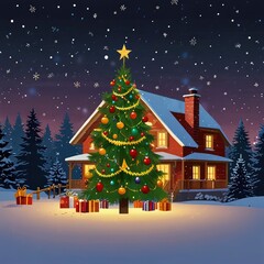 Christmas tree and house