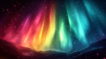 Vibrant Aurora Borealis Lights up the Night Sky Over Mountainous Landscape