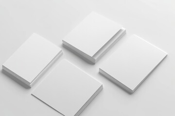 White Blank Rectangular Cards Mockup Minimalist Design 3D Rendering