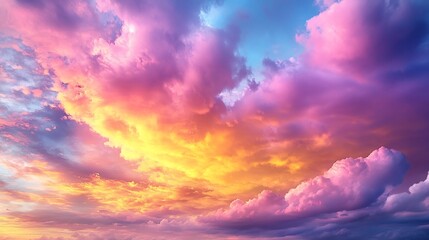 Breathtaking Dramatic Sunset Skyscape with Vibrant Colorful Clouds and Majestic Atmospheric Lighting