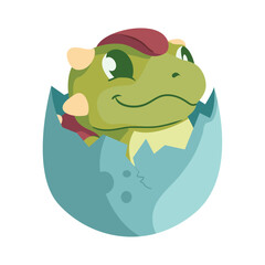 cute dinosaur baby in egg isolated