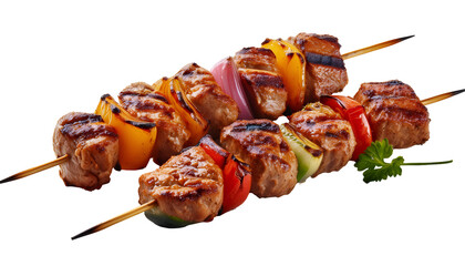 grilled meat with vegetables transparent background, BBQ meat and vegetables PNG