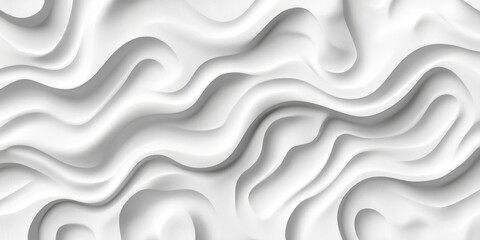 Abstract White Organic Pattern 3D Wavy Design Background Smooth Texture Wallpaper