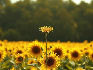 Obraz premium Glittering gold flower in a sparkling sunflower field, flowers, glitter