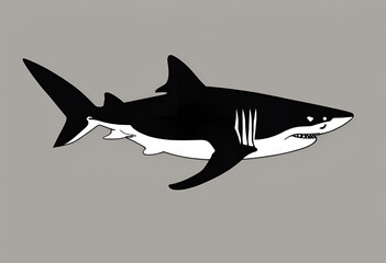 Obraz premium Underwater Predator Silhouette: Shark Vector Illustration