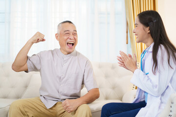 Senior adult talk with a doctor.