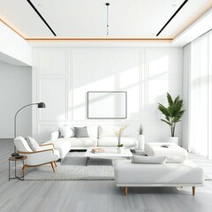 Fototapeta premium modern living room interior with fireplace