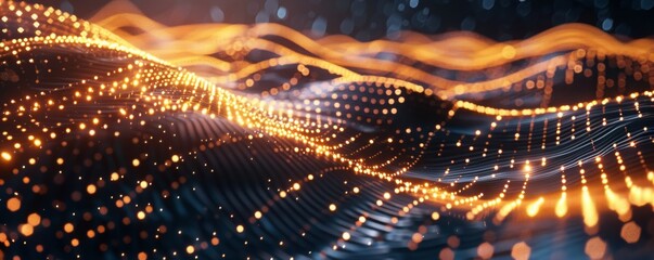 Abstract waves of light and digital energy with smooth, flowing lines, symbolizing futuristic data visualization, innovation, and fluidity in modern technology. MZ