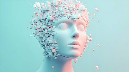 Abstract 3D Head Cubes Illustration