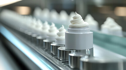 Cream Production Line, Industrial 3D Render