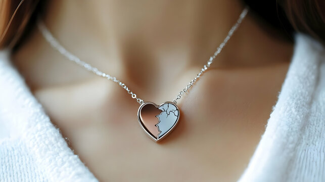 Cracked Heart Necklace Illustration - Powered by Adobe