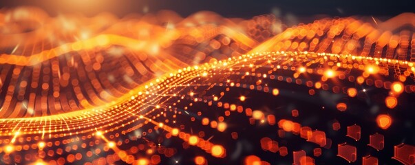 Abstract waves of light and digital energy with smooth, flowing lines, symbolizing futuristic data visualization, innovation, and fluidity in modern technology. MZ