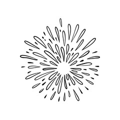 firework doodle, starburst hand drawn