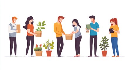 Obraz premium People performing various acts of kindness, like volunteering or assisting others