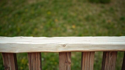 Obraz premium Rustic wooden rail with natural texture and distressed finish, wooden accents, natural wood finish