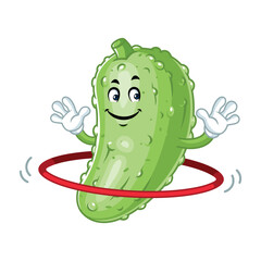 Pickle Cartoon Character Exercising.