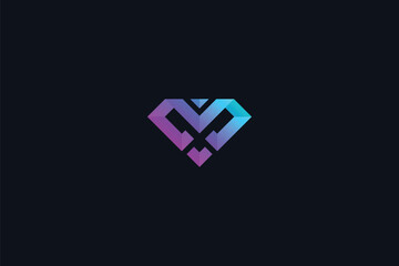A diamond-shaped logo with a vibrant gradient, featuring the letter "M" in a geometric style